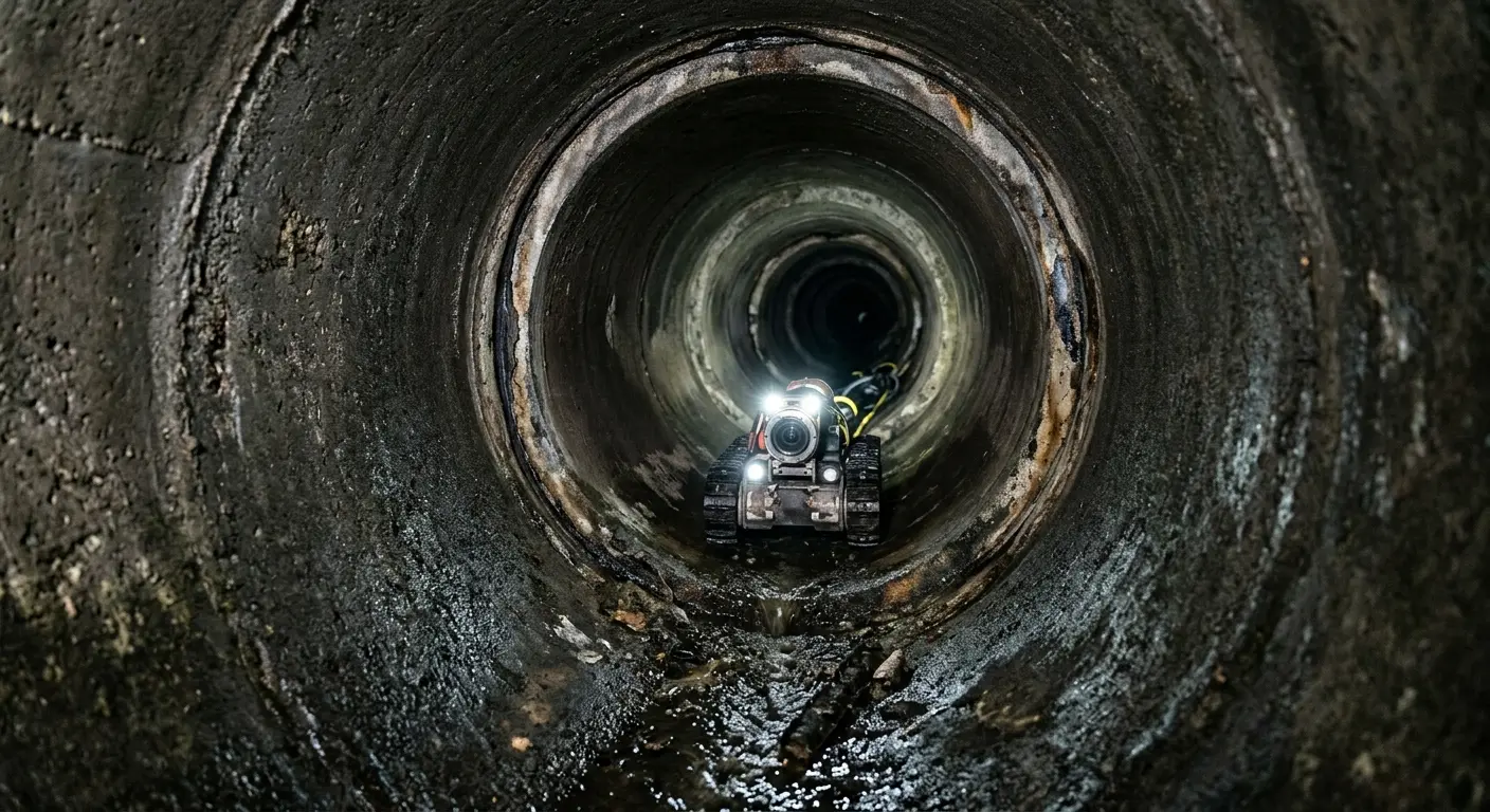 Robotic sewer camera inspecting pipe interior for Drain Snake Service in Hermitage
